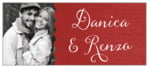 Scallop Edge Small Rectangle Label In Deep Red