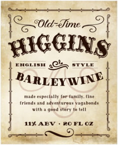 Old Time Higgins Large Label In Parchment